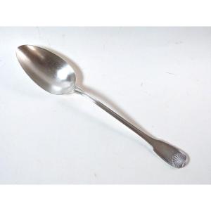 Puiforcat Large Serving Spoon In Solid Silver, Shell Model 