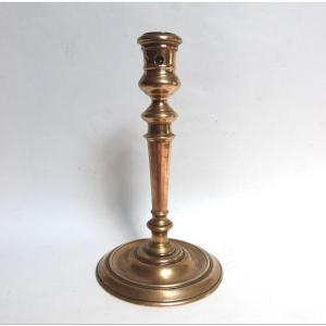 Renaissance Candlestick Turned Bronze From The Henri IV Period, Late 16th And Early 17th Century