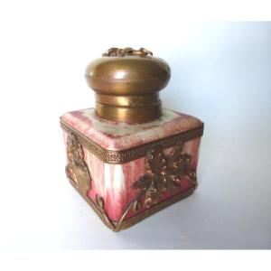 Eugène Baudin Rare Inkwell In Flamed Stoneware And Art Nouveau Mount 