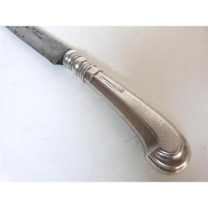 18th Century Solid Silver Knife With Steel Blade Stock 