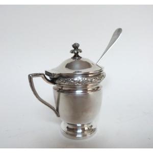 Tétard Brothers Mustard Pot In Solid Silver, Louis XVI Style 