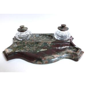 19th Century Marble And Crystal Inkwell