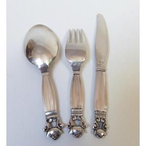 Georg Jensen Children's Or Serving Cutlery, Acorn Pattern 