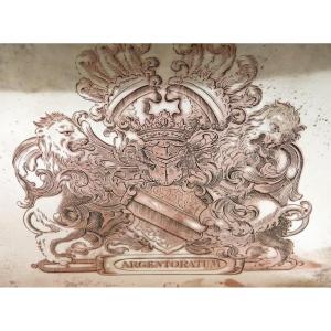 L. Geyer 1904 Heraldic Plaque Engraved With The Arms Of The City Of Strasbourg Argentoratum 