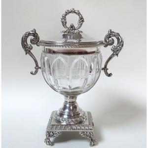 Louis Dupré Solid Silver And Crystal Bonbonnière From The Restoration Period, Circa 1830 