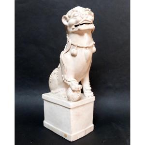 Large White Porcelain Foo Dog From The Kangxi Period In China