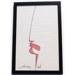 Raymond Moretti Double Original Drawing From The Jean Cocteau Period