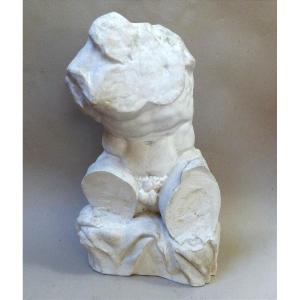 Plaster Torso From The Belvedere, After An Antique Male Nude, Early 20th Century 