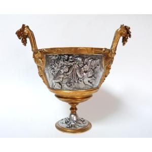 Victor Paillard Gilt And Silver Bronze Cup Decorated With Angels
