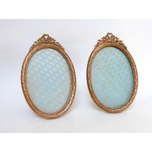 Pair Of Louis XVI Style Bronze Photo Frames From The Late 19th Century 