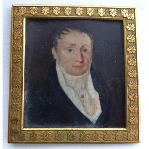 Miniature Portrait Of A Man From The Restoration Period, Early 19th Century