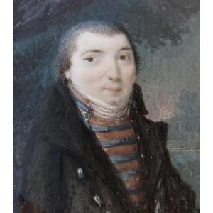Miniature Portrait Of A Man From The Late 18th Century In An Incredible Costume