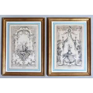 Huquier - Watteau Pair Of Engravings Apollo And Diana 18th Century