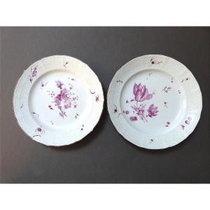 Frankenthal Pair Of Porcelain Plates 18th Century Hannong