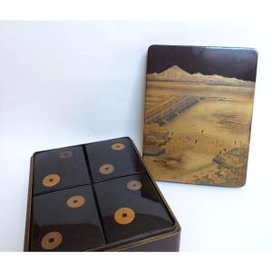 Maki Lacquer Case And Boxes - E Japan Meiji Period 19th Century