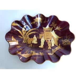 Napoleon III Boiled Cardboard Basket With Chinese Lacquer Decoration