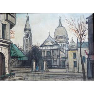 Paul Lambert Vue De Montmartre Circa 1950 Follower Of Bernard Buffet