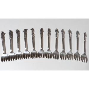 Indochina - Vietnam Solid Silver Dessert Forks