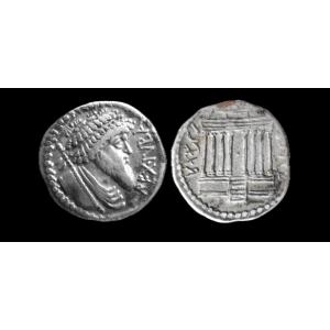 Utica Denarius Of Juba I — Octastyle Temple — Certificate Of Authenticity