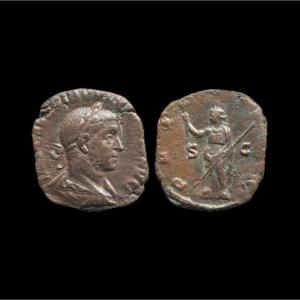 Volusian Sestertius “pax Avgg” — Rome — Certificate Of Authenticity