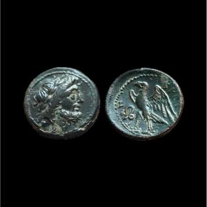 Brettii “zeus & Eagle” Bronze Drachm — With Certificate Of Authenticity