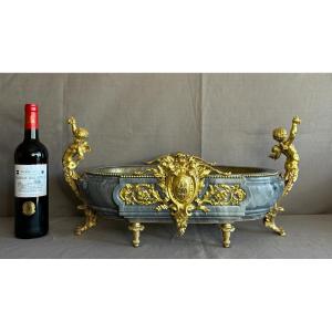 Planter In Turquin Blue Marble And Gilt Bronze Louis XVI Period From The 18th Century.