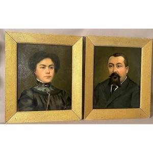 Portraits Oil On Canvas Mr. And Mrs. Signed Dated Gunnar Widforss 1909