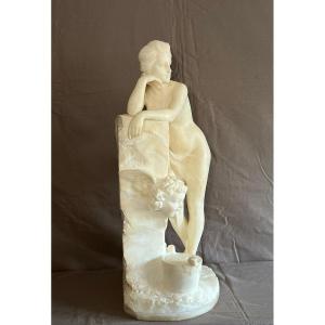 Carrara Marble Sculpture By Fiaschi Emilio 19th Century