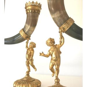 Large Pair Of Cornucopias, 19th