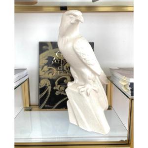 Cracked Ceramic Eagles, Signed Le Jan, Art Deco