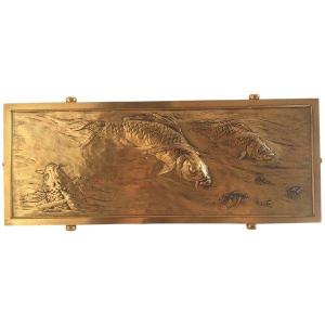 Decorative Plate Decorated With Koi Carps - Early 20th