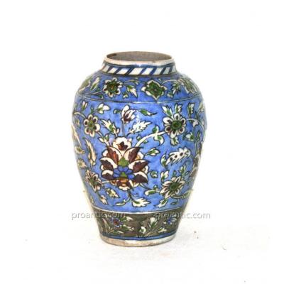 Ceramic Vase Iznic, Turkey Ottoman Art, 19th