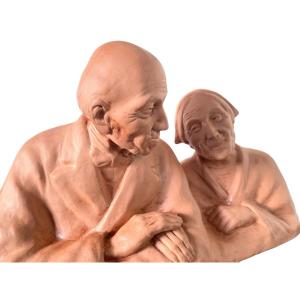 Terracotta Print By Gaston Hauchecorne, - Art Deco Period