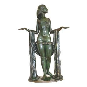 Tall Bronze Sculpture, Signed By Marcel Rau, Art Deco