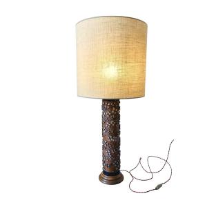 Impression Scroll Lamp, Wood And Brass, Late 19th Century