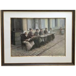 Large Gouache And Watercolor By Maurice Dubois (1869 - 1944)