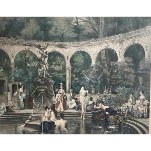 Engraving Le Bain Des Dames De La Cour Au XIX, By François Flameng