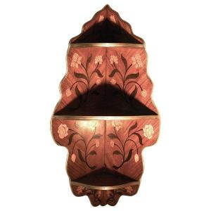 Corner Inlaid Wood Shelf, 19th