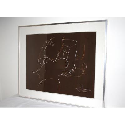 Gouache On Vellum, Un Women, 1975