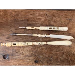 Three Bon Fountain Pens With Microphotographs