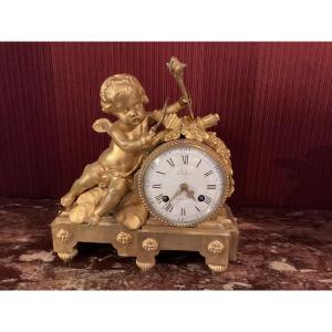 Louis XVI Period Clock In Gilt Bronze 