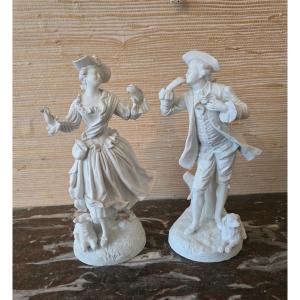 2 Biscuit Figurines. Sèvres Signed l'Agneau 
