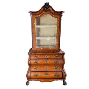 Dutch Double Body Showcase Cabinet Circa 1750 Opening With Four Drawers On The Lower Part