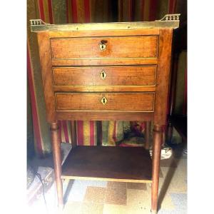 Beautiful Chiffonniere Three Drawers With Bronze Frame From The 18th Century In Cherry Wood L. XVI.