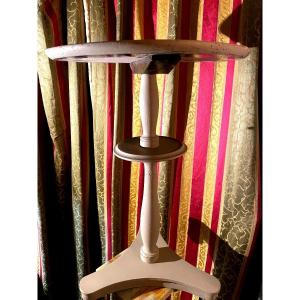 Charming Little "louis Philippe" Tripod Side Table, Two Lacquered Turned Walnut Trays