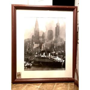 Large Enlarged Photo Print Of The Queen Elizabeth In New York Harbor, By Andreas Feininger