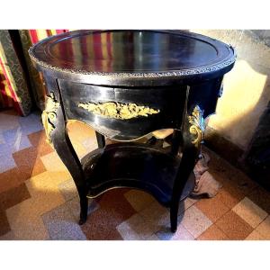 Napoleon III Period Living Room Company Furniture, Oval Opening With Integrated Lacquered Mirror
