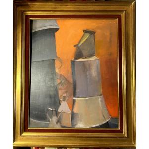 Painting By The Paris School Of The 1970s The Iron Cruet Shed Oil/canvas Framed