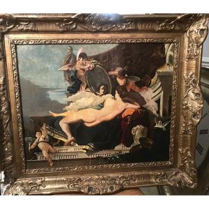  Decorative Large Baroque Oil / Canvas "venus In The Mirror" Framed From The End Of The 19th Century 