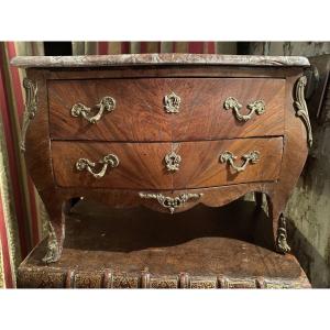 Charming Louis XV Miniature Chest Of Drawers, 19th Century, Rosewood Marquetry By A Bel 